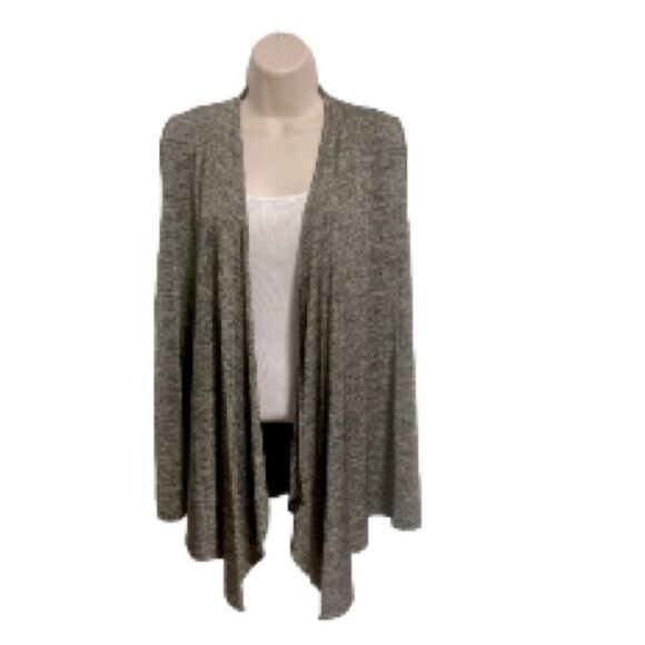 ERIN LONDON Cascading Sleeveless Cardigan Vest Green Space Gray Womens Medium - Picture 11 of 14